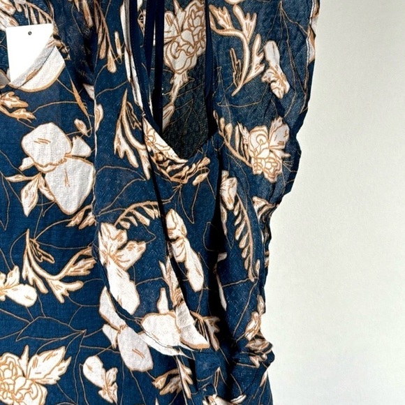 NWT Splendid Ramo Shift Dress Navy Blue Floral Flutter Sleeves Lightweight XS - Picture 8 of 15